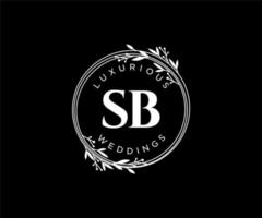 sb initialer brev bröllop monogram logotyper mall, hand dragen modern minimalistisk och blommig mallar för inbjudan kort, spara de datum, elegant identitet. vektor