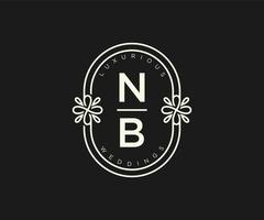 nb Initialen Brief Hochzeit Monogramm Logos Vorlage, handgezeichnete moderne minimalistische und florale Vorlagen für Einladungskarten, Datum speichern, elegante Identität. vektor