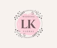 lk initialen brief hochzeit monogramm logos vorlage, handgezeichnete moderne minimalistische und florale vorlagen für einladungskarten, datum speichern, elegante identität. vektor