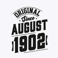 född i augusti 1902 retro årgång födelsedag, original- eftersom augusti 1902 vektor