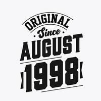född i augusti 1998 retro årgång födelsedag, original- eftersom augusti 1998 vektor