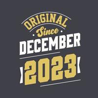klassisk eftersom december 2023. född i december 2023 retro årgång födelsedag vektor