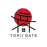 torii-tor-logo, japanisches gebäudedesign, china-ikonenvektor, illustrationsschablonenikone vektor