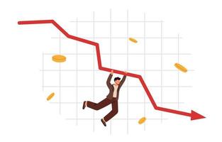 global finansiell kris, nedgång ekonomi, konkurs. pil punkt nedåt. ekonomisk nedgång. platt vektor illustration