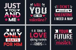 Valentinstag-Typografie-T-Shirt-Designpaket vektor