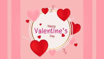 2d papper form kärlek vykort design för valentine med rosa bakgrund vektor
