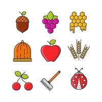 Herbstsymbole, geeignet für eine Vielzahl digitaler Kreativprojekte. vektor