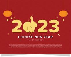 frohes chinesisches neujahr 2023 jahr des kaninchenvektordesignhintergrunds vektor