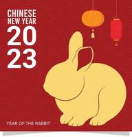 Lycklig kinesisk ny år 2023 år av de kanin gong xi fa cai social media design posta bakgrund vektor