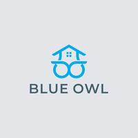 blaues Eulenvogel-Immobilienlogo vektor