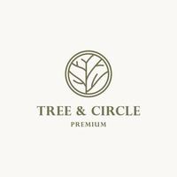 cirkel träd logotyp ikon mall design. runda trädgård växt naturlig linje symbol. vektor