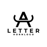 buchstabe a mit hornlogo. Brief mit Stierhorn-Logo-Vektorvorlage. vektor