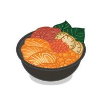 Sashimi-Schüssel japanisches Essen. Vektor-Illustration vektor