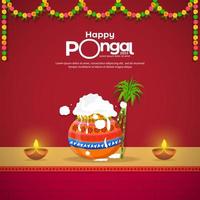 Happy Pongal South Indian Harvest Festival Feier Banner oder Poster Design Hintergrund vektor