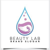 Beauty Woman Lab Logo mit kreativem Konzept und Design Premium-Vektor vektor