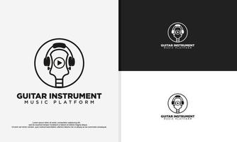 gitarreninstrument musikplattform logo design vektor