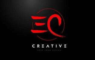 röd ec borsta brev logotyp design. konstnärlig handskriven brev logotyp begrepp. vektor