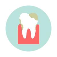 flache Ikone der schmutzigen Zähne. Vektor-Illustration