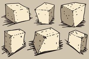Vektor Tofu Ost Cartoon Style Illustration