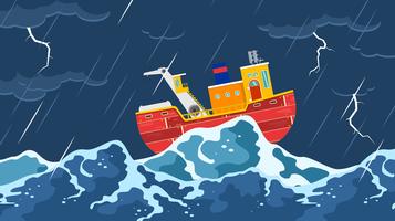 Trawler I En Storm Gratis Vector