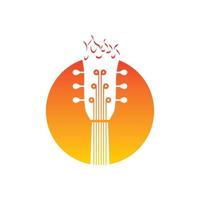 Gitarren-Logo-Design-Ikone und Symbolvektor vektor