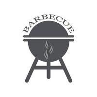 bbq grill enkel och symbol ikon med rök eller ånga logotyp vektor