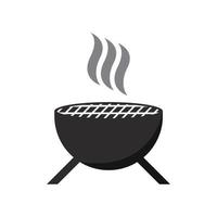 bbq grill enkel och symbol ikon med rök eller ånga logotyp vektor