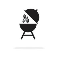 bbq grill enkel och symbol ikon med rök eller ånga logotyp vektor