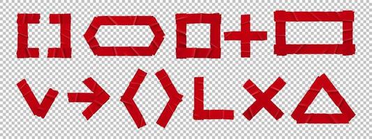rot geklebte klebebandflecken zeichen und symbole gesetzt vektor