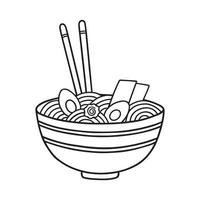 Ramen-Doodle. asiatisches traditionelles essen im skizzenstil. japanische Küche. hand gezeichnete vektorillustration lokalisiert auf weißem hintergrund vektor