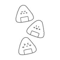 onigiri klotter. japansk mat i skiss stil. asiatisk kök. hand dragen vektor illustration isolerat på vit bakgrund