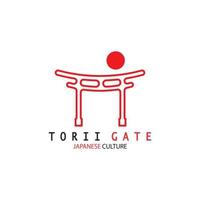 torii-tor japanische traditionelle kultur einfache logo-illustrationsikone mit ästhetischem minimalistischem vektorkonzept vektor