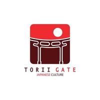 torii-tor japanische traditionelle kultur einfache logo-illustrationsikone mit ästhetischem minimalistischem vektorkonzept vektor