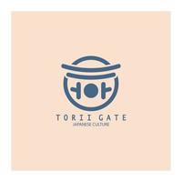 torii-tor japanische traditionelle kultur einfache logo-illustrationsikone mit ästhetischem minimalistischem vektorkonzept vektor