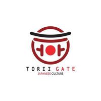 torii-tor japanische traditionelle kultur einfache logo-illustrationsikone mit ästhetischem minimalistischem vektorkonzept vektor