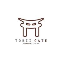 torii-tor japanische traditionelle kultur einfache logo-illustrationsikone mit ästhetischem minimalistischem vektorkonzept vektor