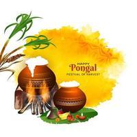 glücklicher pongal südindischer religiöser festivalgrußhintergrund vektor