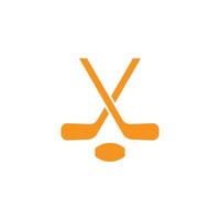 eps10 orange vektor fält hockey ikon eller logotyp isolerat på vit bakgrund. korsade fält hockey pinnar och boll symbol i en enkel platt trendig modern stil för din hemsida design, och mobil app