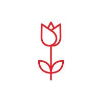 eps10 rote Vektor Tulpe Blume abstrakte Linie Kunstsymbol oder Logo isoliert auf weißem Hintergrund. Tulpenblumenumrisssymbol in einem einfachen, flachen, trendigen, modernen Stil für Ihr Website-Design und mobile App