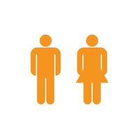 eps10 orangefarbene Vektortoilette oder solides Symbol für Mann und Frau isoliert auf weißem Hintergrund. männliches und weibliches Badezimmersymbol in einem einfachen, flachen, trendigen, modernen Stil für Ihr Website-Design, Logo und mobile App vektor