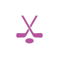 eps10 rosa vektor fält hockey ikon eller logotyp isolerat på vit bakgrund. korsade fält hockey pinnar och boll symbol i en enkel platt trendig modern stil för din hemsida design, och mobil app