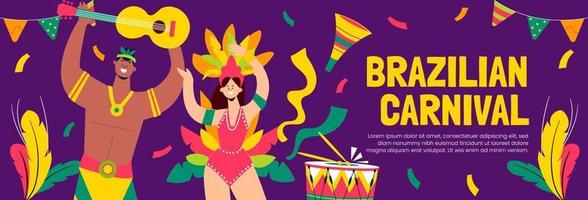 brasiliansk karneval horisontell baner vektor platt design