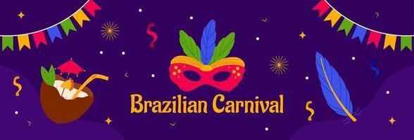 brasiliansk karneval horisontell baner vektor platt design