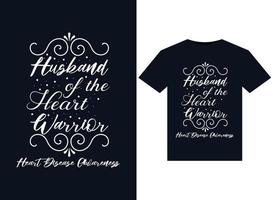 Ehemann des Herzens Krieger Illustrationen zur Sensibilisierung für Herzkrankheiten für druckfertige T-Shirt-Designs vektor
