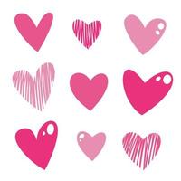 süße handgezeichnete herzensammlung zum valentinstag. zarte rosa Herzen. vektor