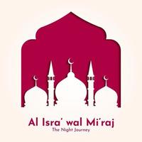 al-isra wal mi'raj, die nachtreise des propheten muhammad. minimalistischer islamischer hintergrund. vektorillustration für schablone, grußkarte, fahne vektor