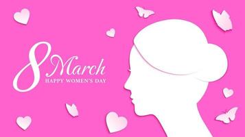 internationell kvinnors dag. Mars 8:a. minimalistisk design kvinnors dag begrepp. rosa bakgrund för hälsning kort, banderoller, affischer. vektor illustration
