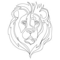 lejon ansikte abstrakt linje teckning översikt design mall, vektor illustration.lejon huvud, nosparti, porträtt.vild djur.rovdjursskiss för tatuering, ikon, emblem, affisch, tryck eller t skjorta, kontinuerlig linje teckning