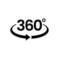 360-Grad-Symbol isoliert auf weißem Hintergrund vektor