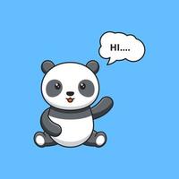 süßer Panda sagt hallo, süßer Panda-Charakter. vektor